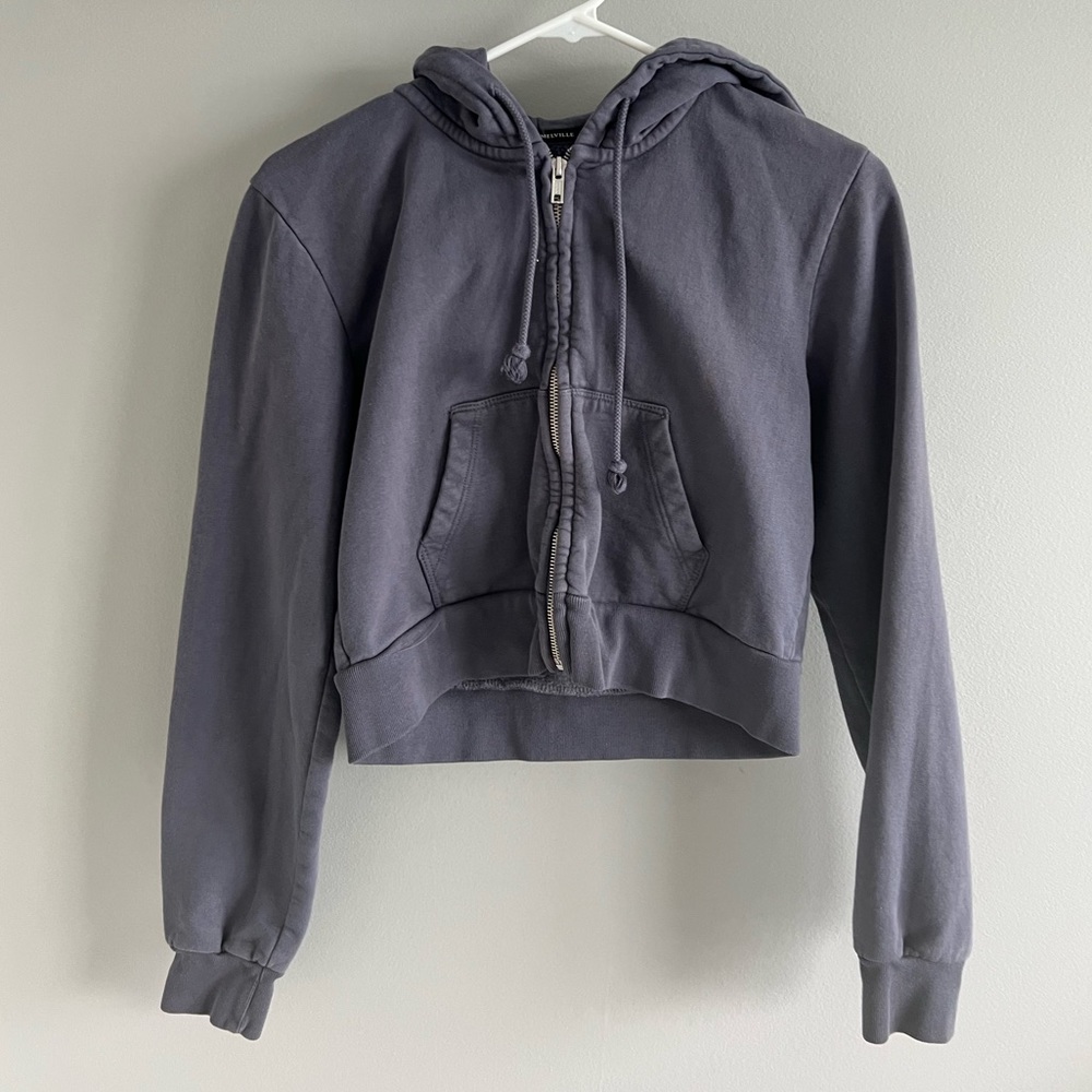 brandy melville cropped purple zip up jacket